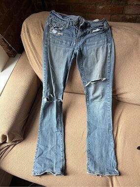 American Eagle Outfitters Light Blue Distressed Flare Jeans